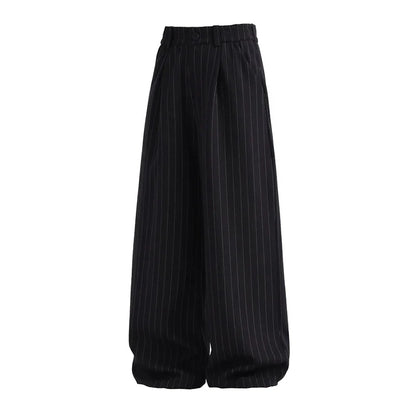 Men Classic Striped Pleated Wide Leg Trousers | Baggy | Straight | Dress Pants | Business