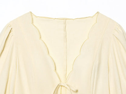 Women Butter Yellow Top and Pants Set | Puff Sleeve Blouse | Wide Leg Pants | Summer Vacation Set