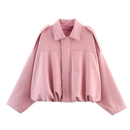 Women Vintage Oversize Bomber Jacket | Loose Jacket Pink