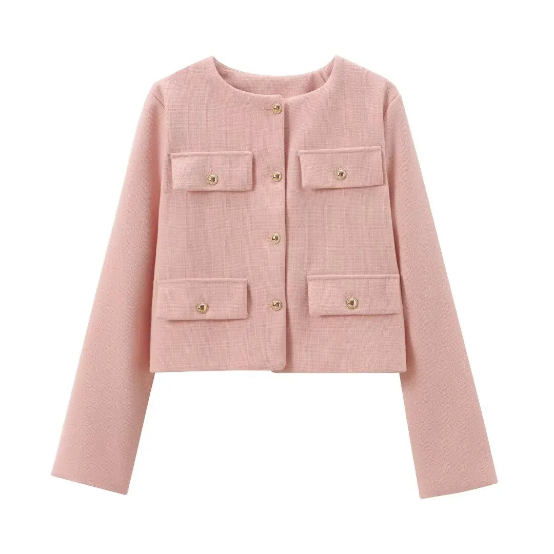 Women Bomber Cropped Jacket pink