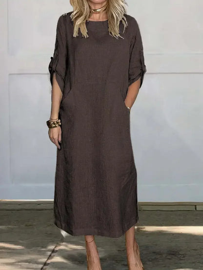 Poppy | Women's A-Line Loose Fit Draped Dress Evening
