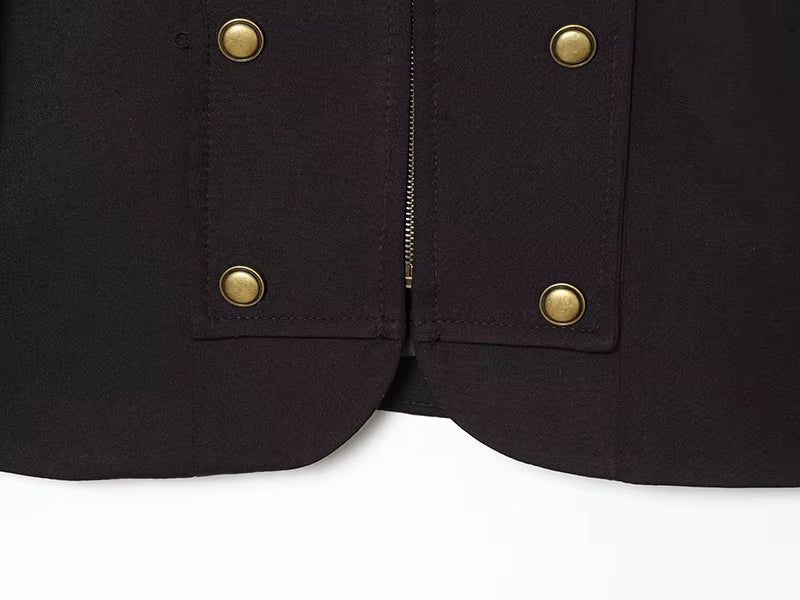 Women Short Coat | Spring | Short Blazer | Long Sleeves | Napoleon Jacket