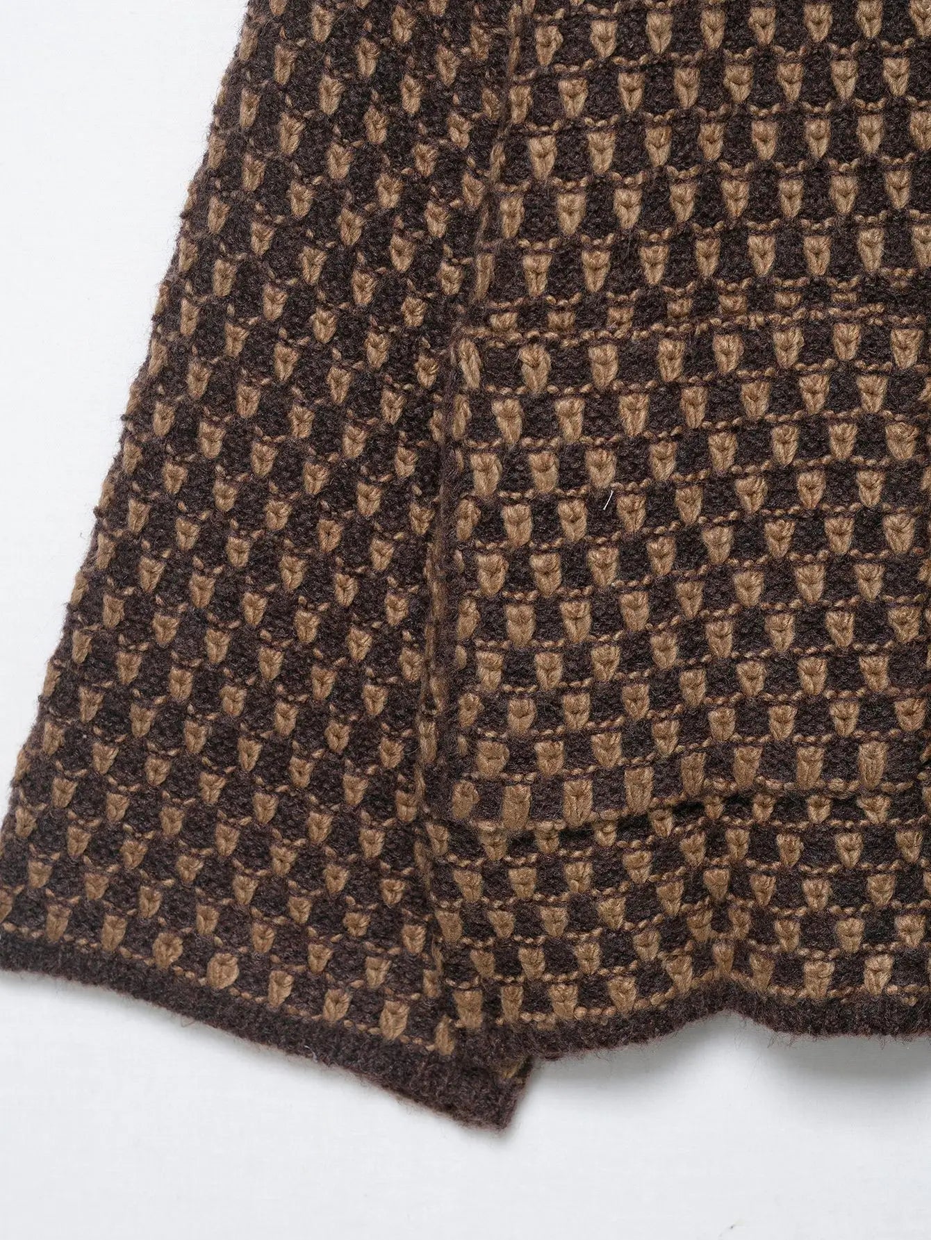 Women Oversized Knitted Jacket | Large Collar | Street Style | Geometric Pattern