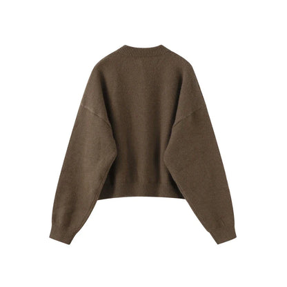 Women Knitted Sweater | Round Neck | Long Sleeve Sweater | Single Breasted