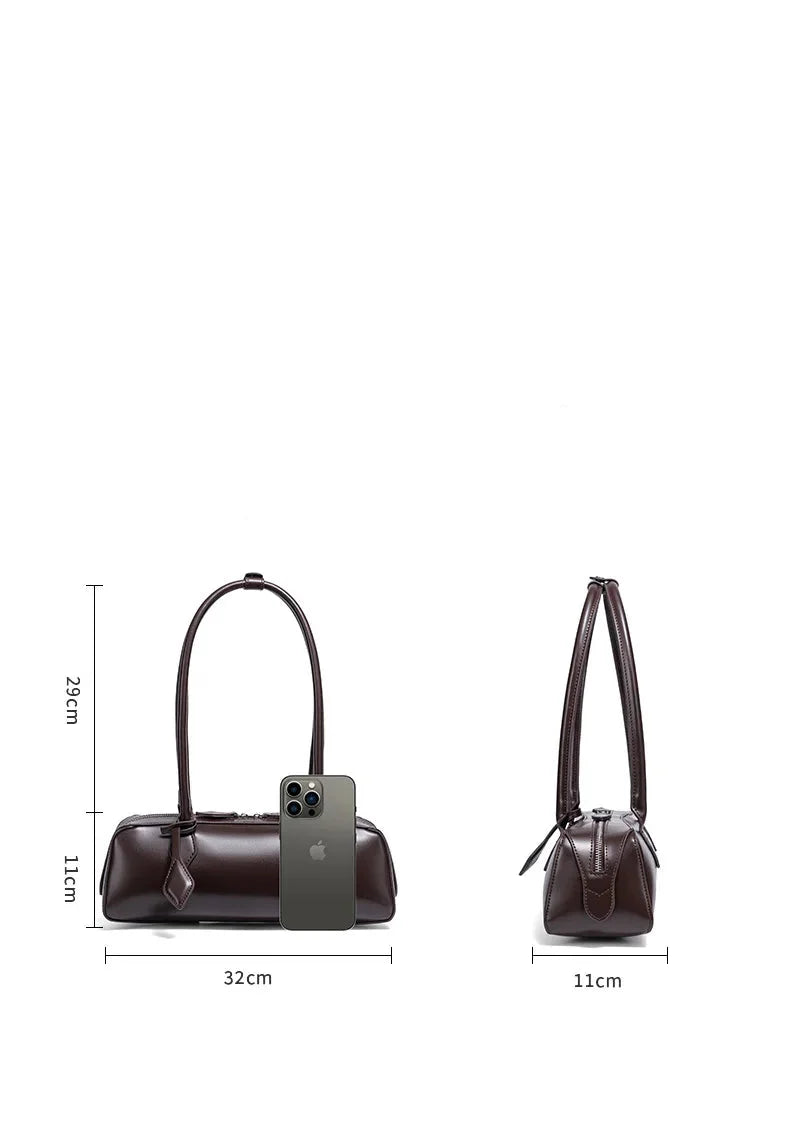 Women Leather Bag | Luxury Vintage | Long Shoulder Shopping Bag | Underarm Bag | Baguette