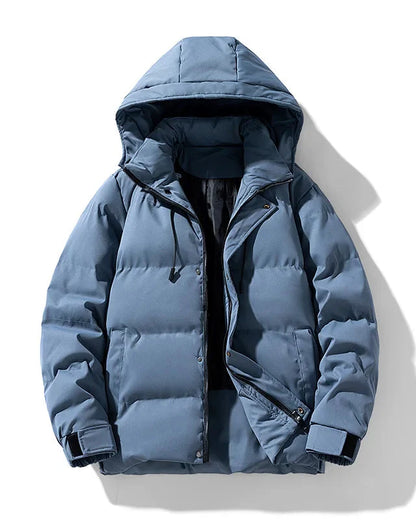 Men Padded Puffer Jacket with Hood | Cotton-Padded Men Coat Blue