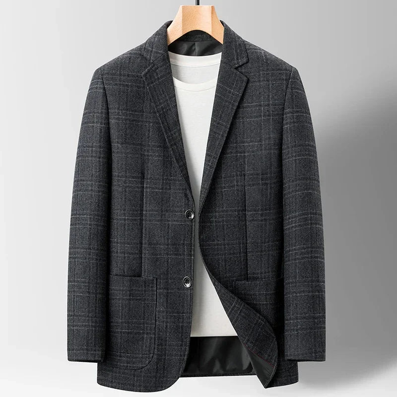 Men Plaid Blazer | Business Casual Party | Gentleman Suit Jacket Plaid Dark grey