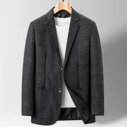 Men Plaid Blazer | Business Casual Party | Gentleman Suit Jacket Plaid Dark grey