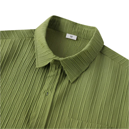 Men Cotton Linen Summer Shirt | Short Sleeve Button Down | Beach Shirt | Casual Breathable Holiday Hawaiian Shirt
