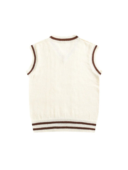 Men V-Neck Sleeveless Knitted Cashmere Vest | Wool Vest Sweater | British College Style Sweater Waistcoat