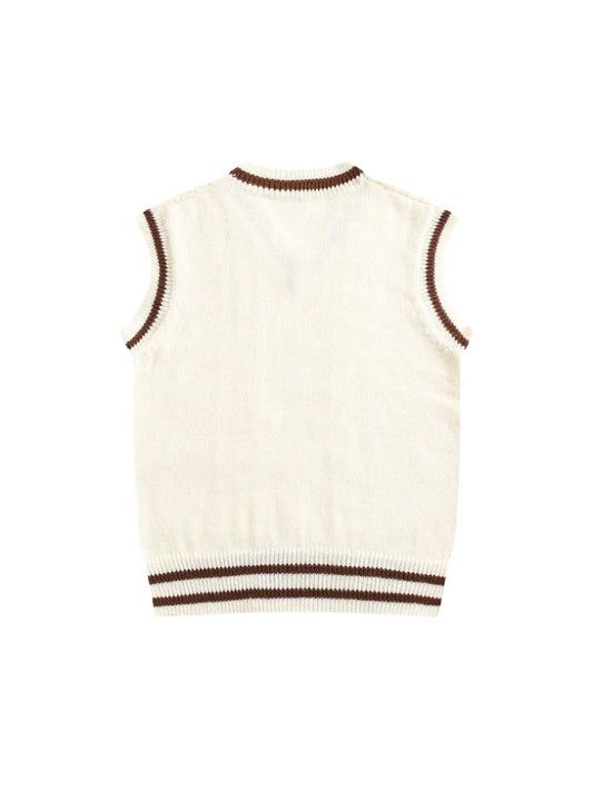 Men V-Neck Sleeveless Knitted Cashmere Vest | Wool Vest Sweater | British College Style Sweater Waistcoat