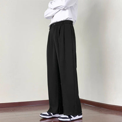 Men Plain Wide Leg Dress Pants | Business Casual Pants | Slim-Fit Trousers