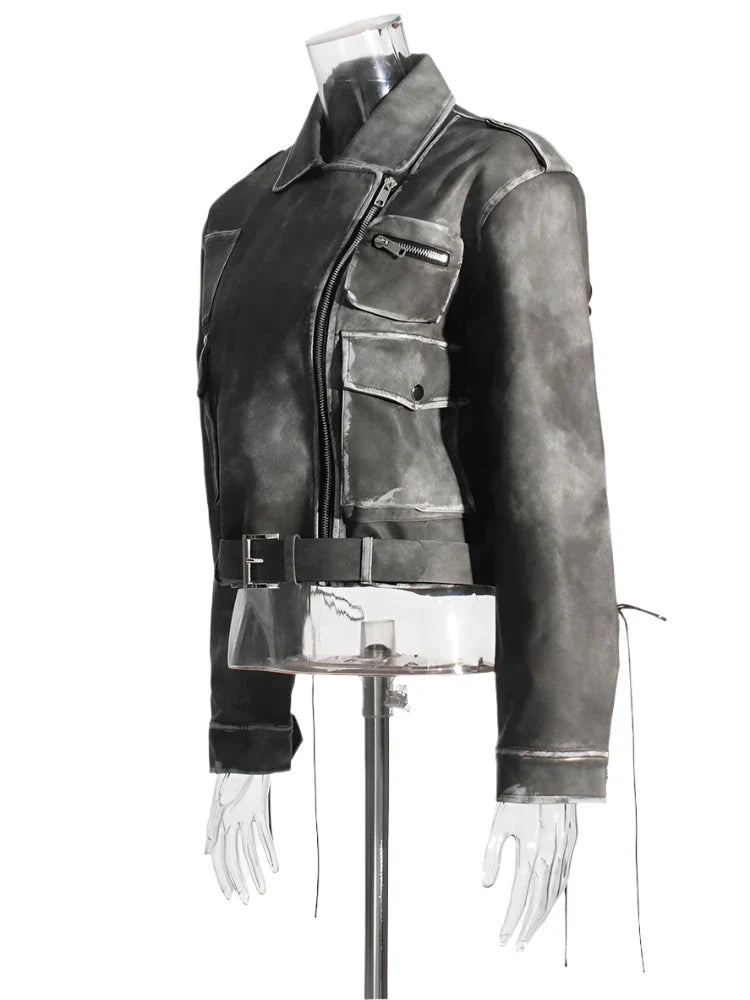 Women Washed Leather Jacket