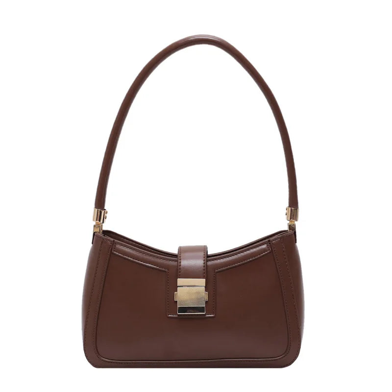 Women Buckle Shoulder Bag Brown
