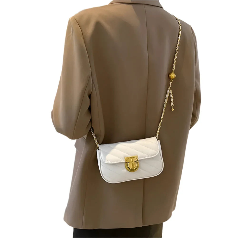Women Lock Chain Small Shoulder Bag | Rhombic Lattice Pattern Bag