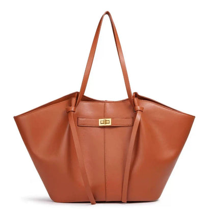 Women Large-Capacity Hand Bag | Metal Lock | Tote Bag | Shoulder Bag Orange