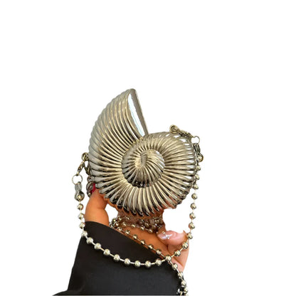 Women Conch Dinner Bag | Shoulder Bag | Messenger Crossbody Bag | Metal Chain Clutch | Shell Bag