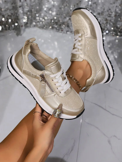 Nova | Women's Lace-Up Zip Sneakers with Platform Sole