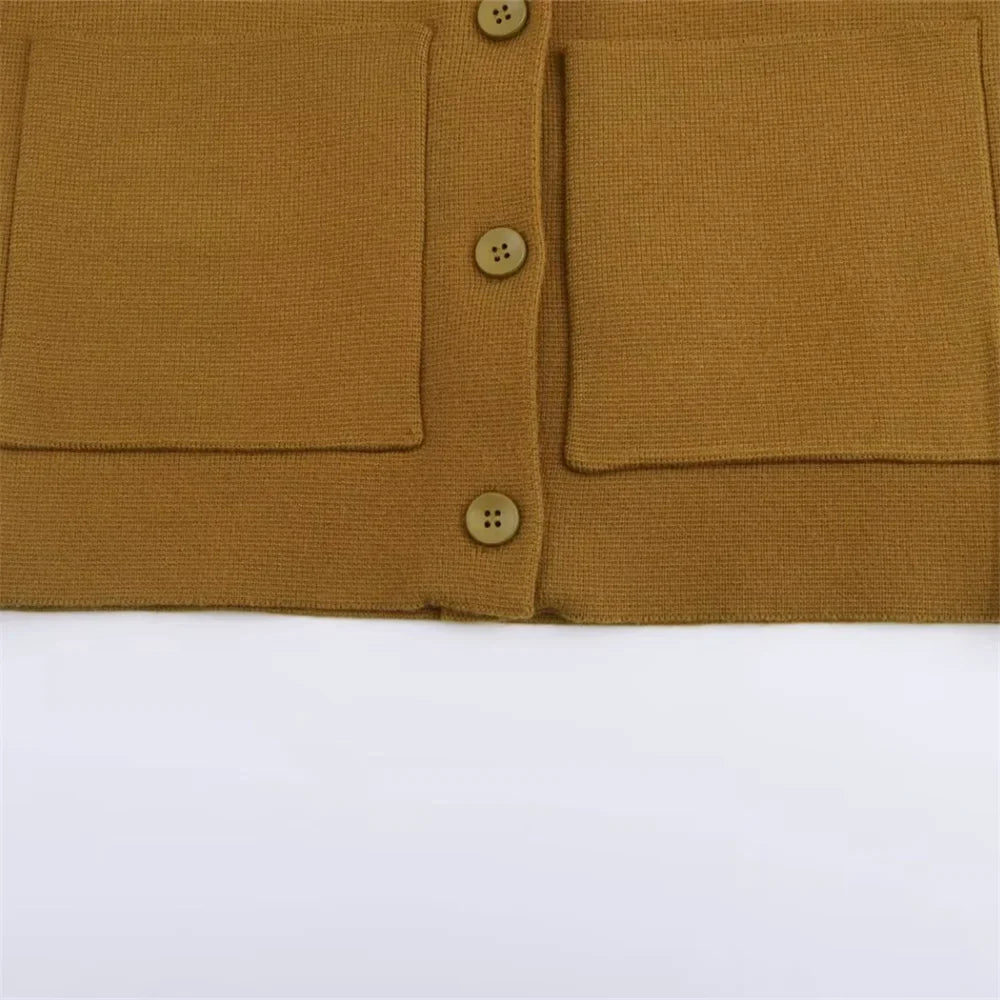 Plain Caramel Knit Cardigan