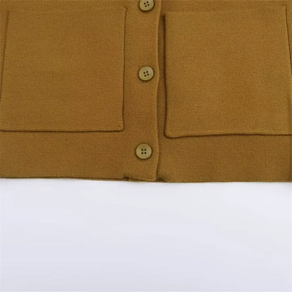 Plain Caramel Knit Cardigan