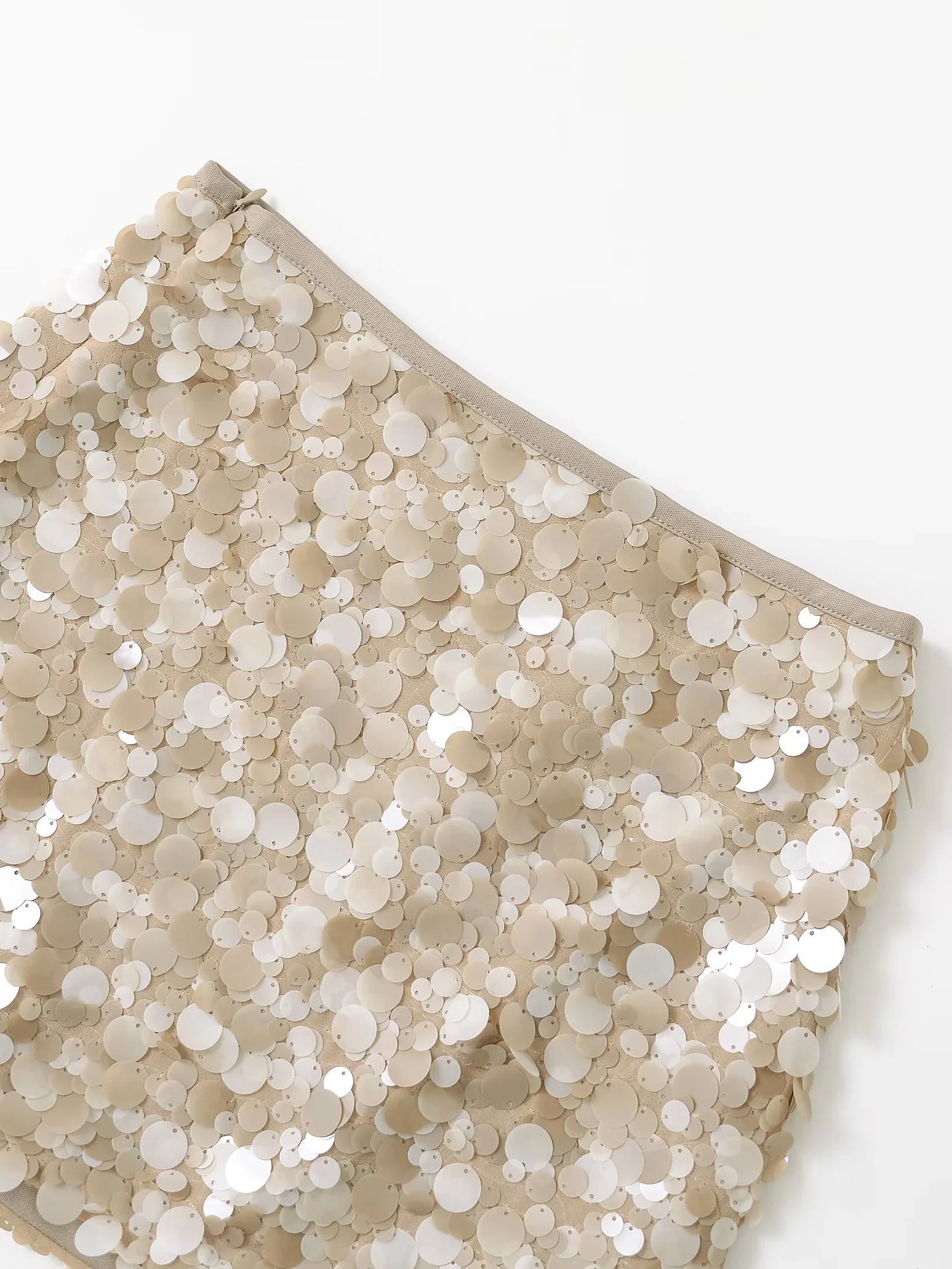 Women French Short Bead Embellished Sequin Skirt | Mini Skirt