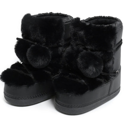 Women Warm Fur Ankle Snow Boots | Ski Boots | Winter Boots black