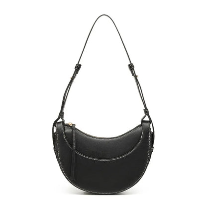 Women French Crescent Saddle Armpit Bag | Luxury Texture | Half Moon Crossbody Bag | Shoulder Bag black