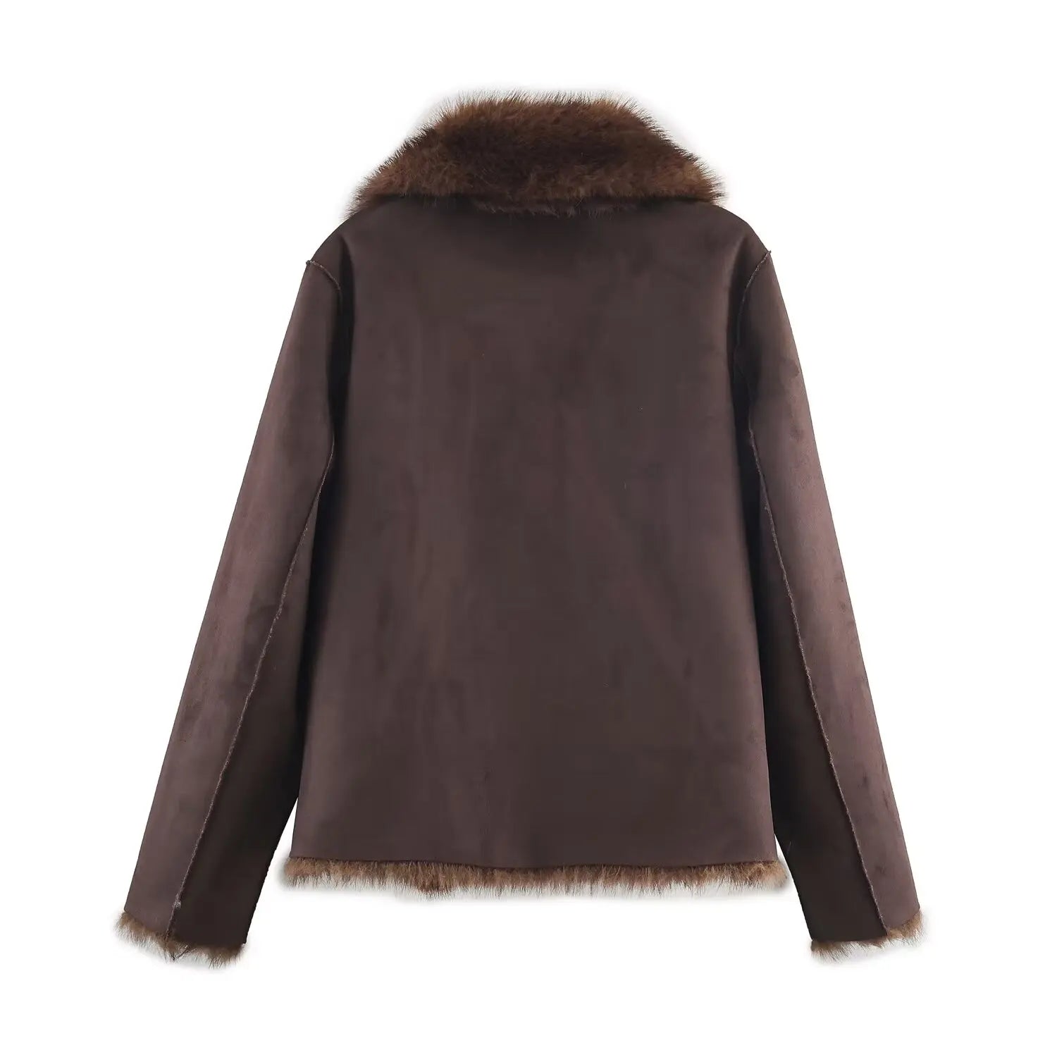Women Winter Fur Jacket | Long Sleeves | Double-Sided | Thick | Warm Coat | Reversible Jacket