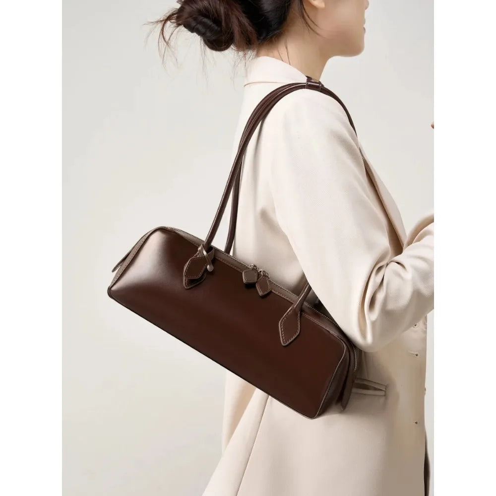 Women Leather Bag | Luxury Vintage | Long Shoulder Shopping Bag | Underarm Bag | Baguette