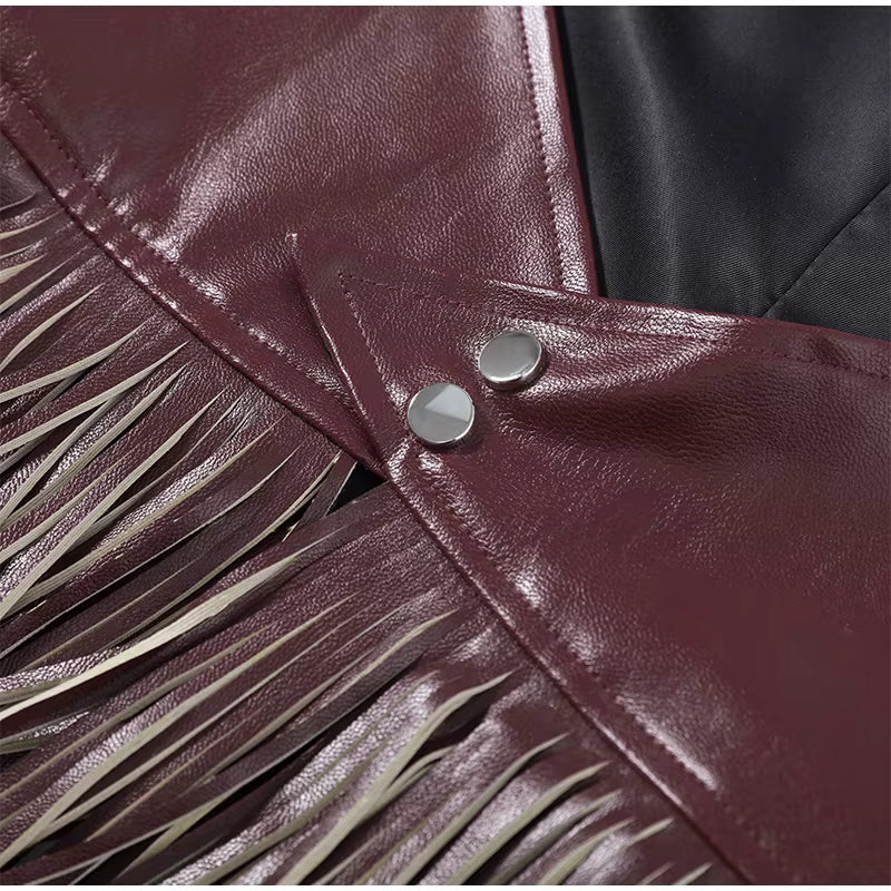 Women Vintage Leather Tassel Vest | Sleeveless | Backless | Halter Top