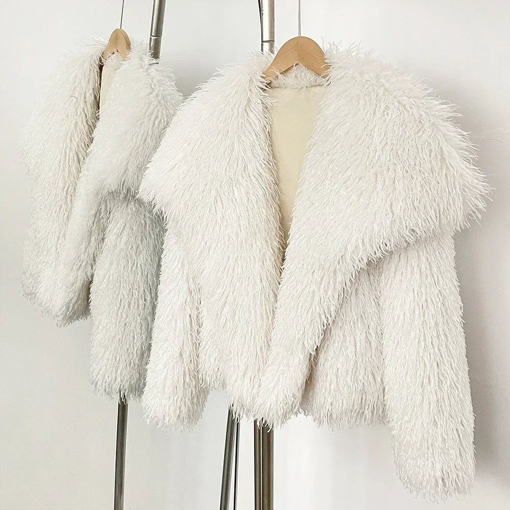 Short Mongolian Fur Coat | Women Luxury Cropped Fur Coat | Warm | Winter