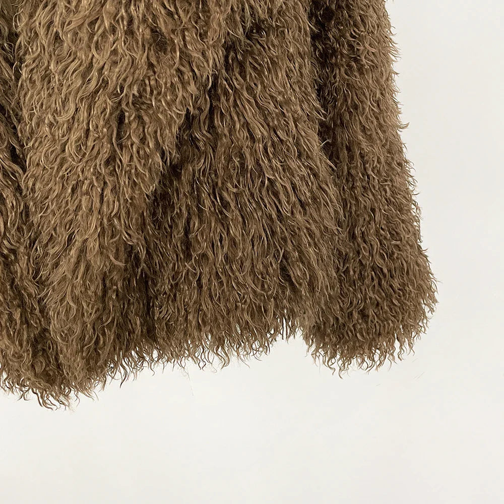Short Mongolian Fur Coat | Women Luxury Cropped Fur Coat | Warm | Winter
