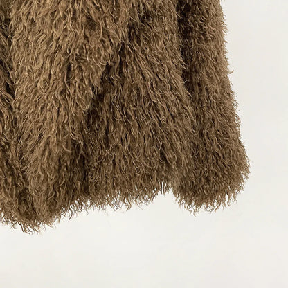 Short Mongolian Fur Coat | Women Luxury Cropped Fur Coat | Warm | Winter