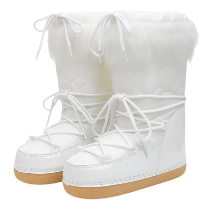 Women White Winter Boots | Plush Snow Boots White 1
