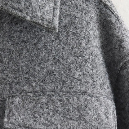 Women Cropped Tweed Coat | Short Wool Blend Jacket
