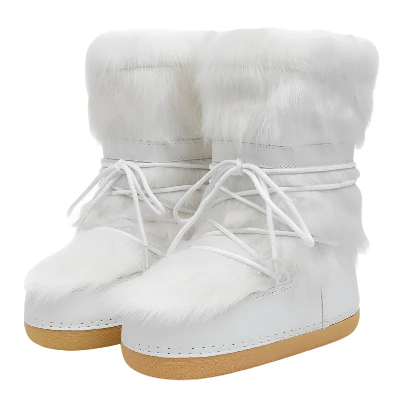 Women White Winter Boots | Plush Snow Boots