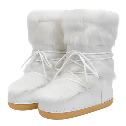 Women White Winter Boots | Plush Snow Boots