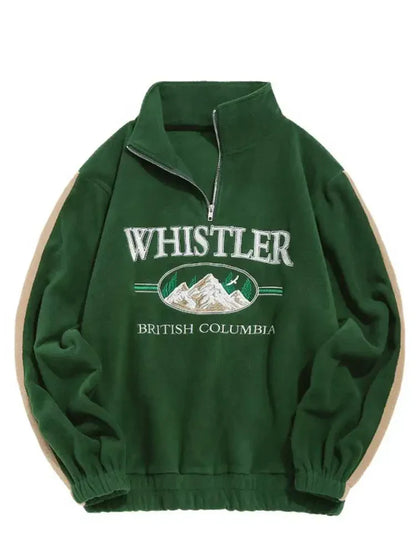 Unisex Vintage Loose Fleece Sweatshirt | Turtleneck Warm Hoodie Pullover Green
