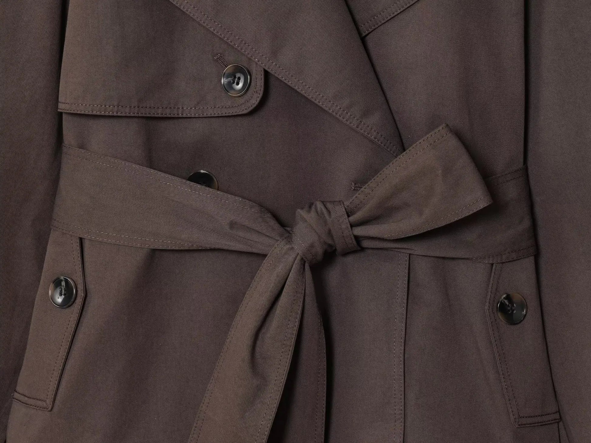 Women British Style Lapel Double-Breasted Coat | Short Trench Coat With Belt