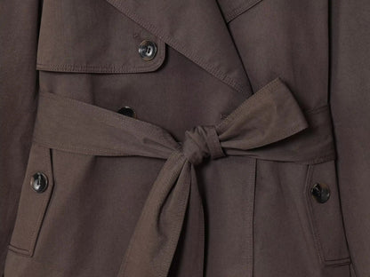 Women British Style Lapel Double-Breasted Coat | Short Trench Coat With Belt