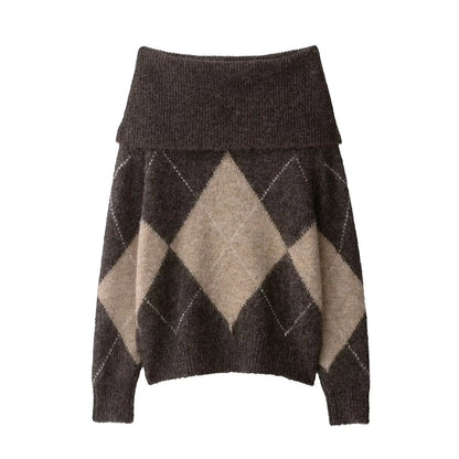 Woman Knitted Pullover | One-Shoulder | Long Sleeved | Casual Cropped Sweater | Off Shoulder Sweater Top