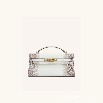 Women Leather Top Handle Bag | Crocodile Pattern Handbag | Crossbody Bag white