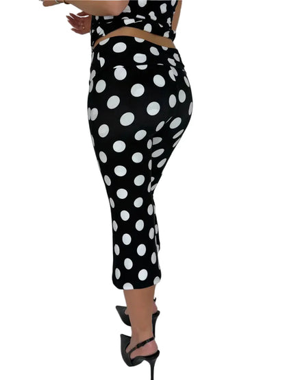 Women Low Rise Capri Trousers | Polka Dot Print Pants | Y2K | Slim Fit