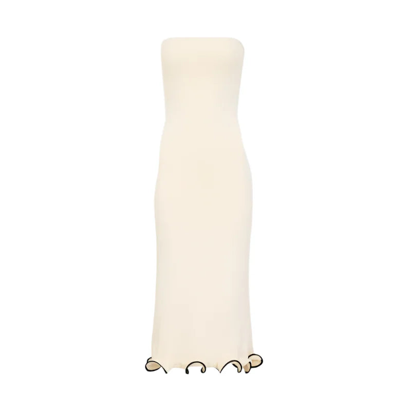 Women Strapless Knitted Dress | Party Dress White