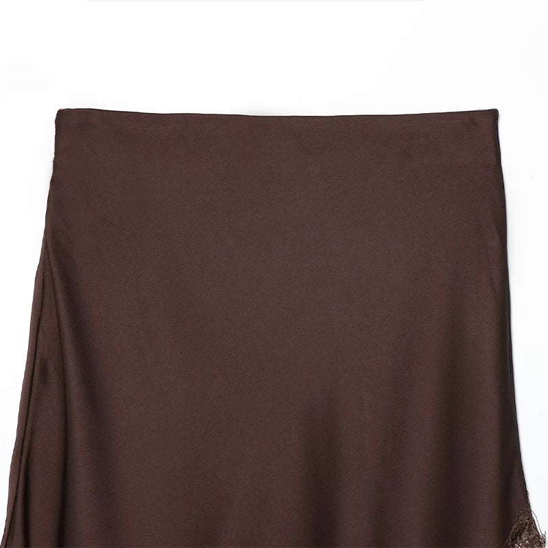 Women Lace Hem Asymmetrical Mini Skirt | Vintage | High Waist