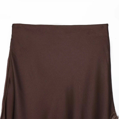 Women Lace Hem Asymmetrical Mini Skirt | Vintage | High Waist