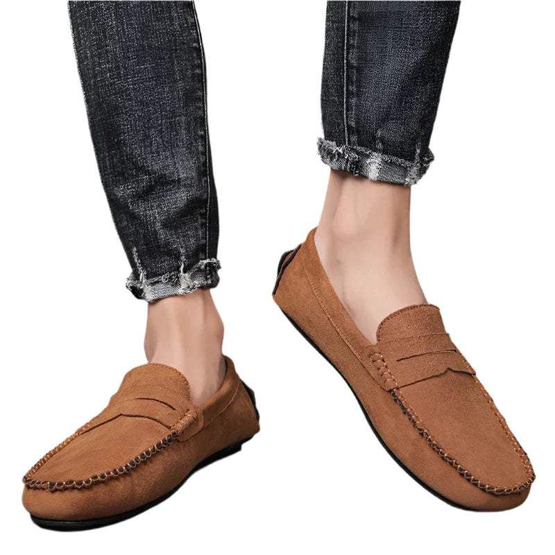 Men's Leather Suede Slip-ons | Casual Loafers | Moccasins Apricot