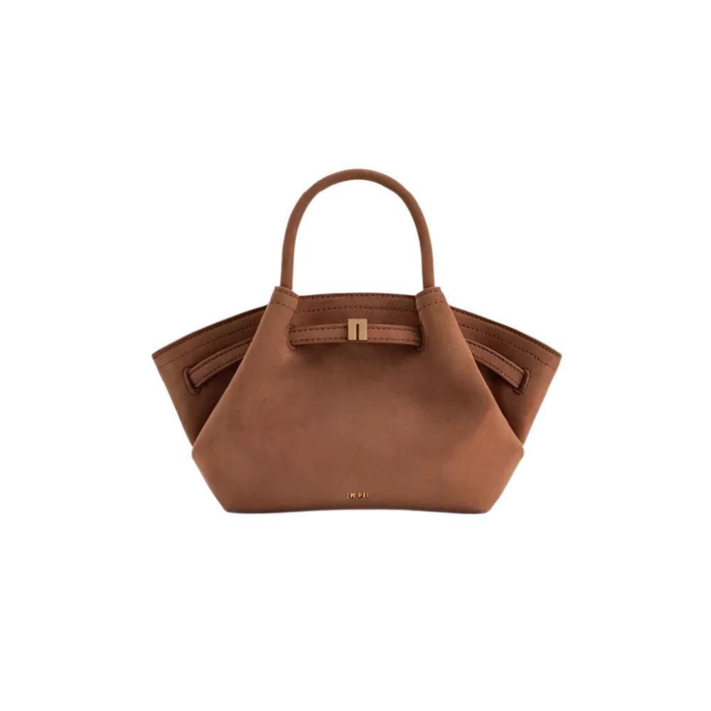 Women Micro Leather Suede Underarm Bag | French Shoulder Bag | Top-Handle Bag | Dumpling Bag Small Caramel