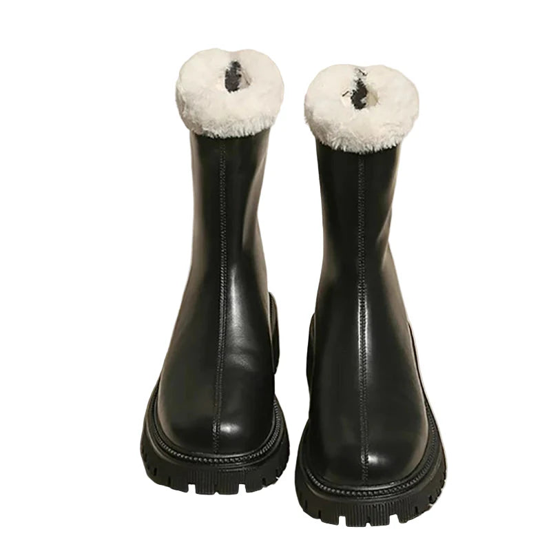 Women Winter Warm Plush Ankle Boots | Non Slip Boots black