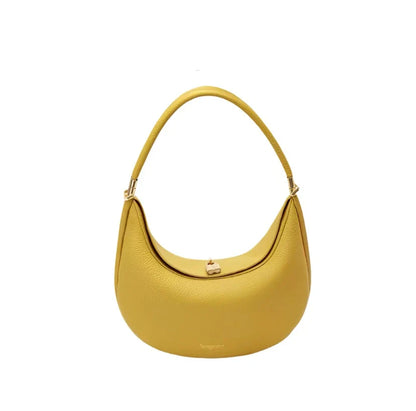 Women Half Moon Shoulder Bag | Luxury Leather Bag | Underarm Handbag | Crossbody Bag Yellow
